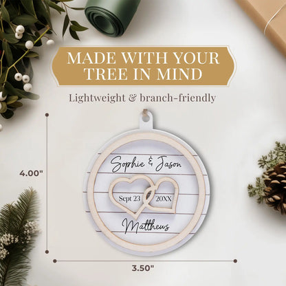 Adorno personalizado de corazón entrelazado 