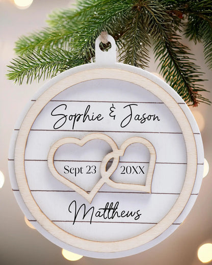 Adorno personalizado de corazón entrelazado 