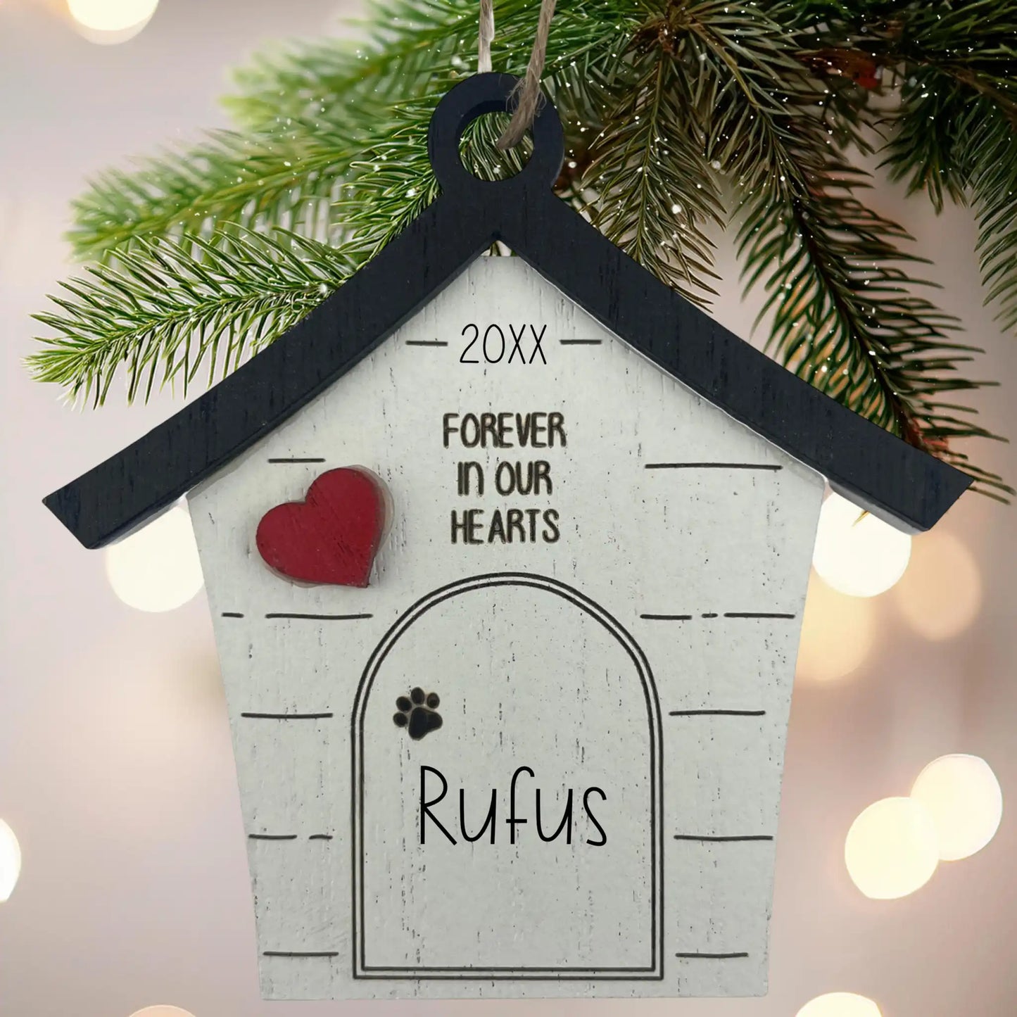Dog House Rustic Personalized Ornament - Memorial
