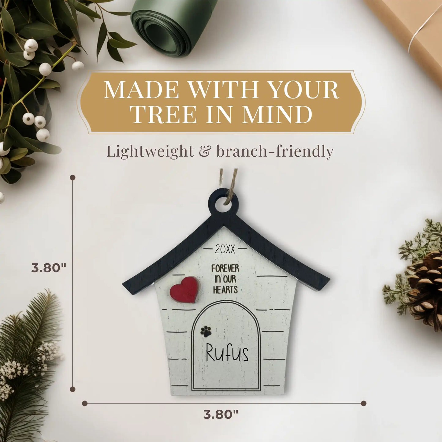 Dog House Rustic Personalized Ornament - Memorial