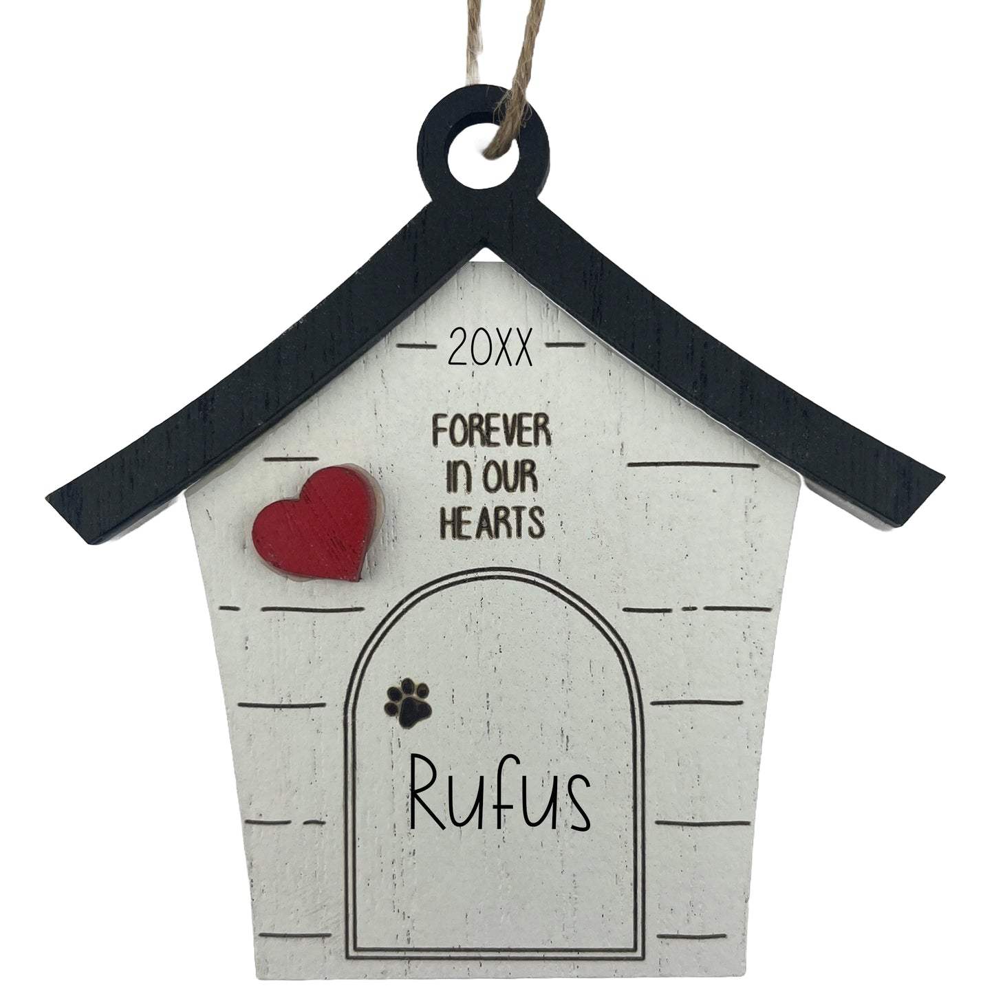 Dog House Rustic Personalized Ornament - Memorial