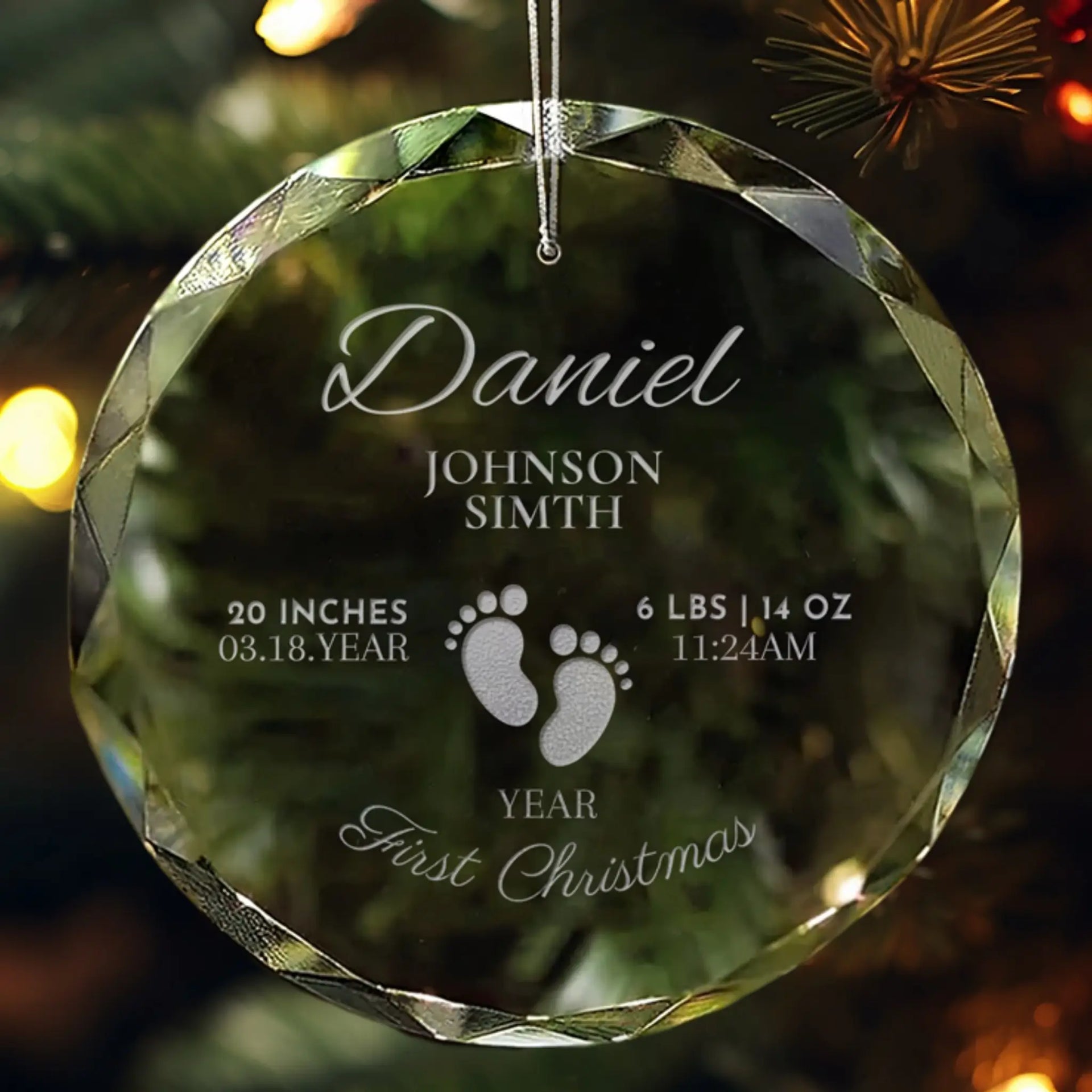 Baby's 1st Christmas Glass Ornament | Footprints Keepsake