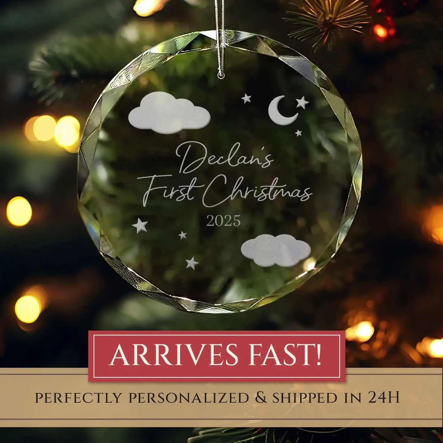 Baby’s First Christmas Personalized Glass Ornament
