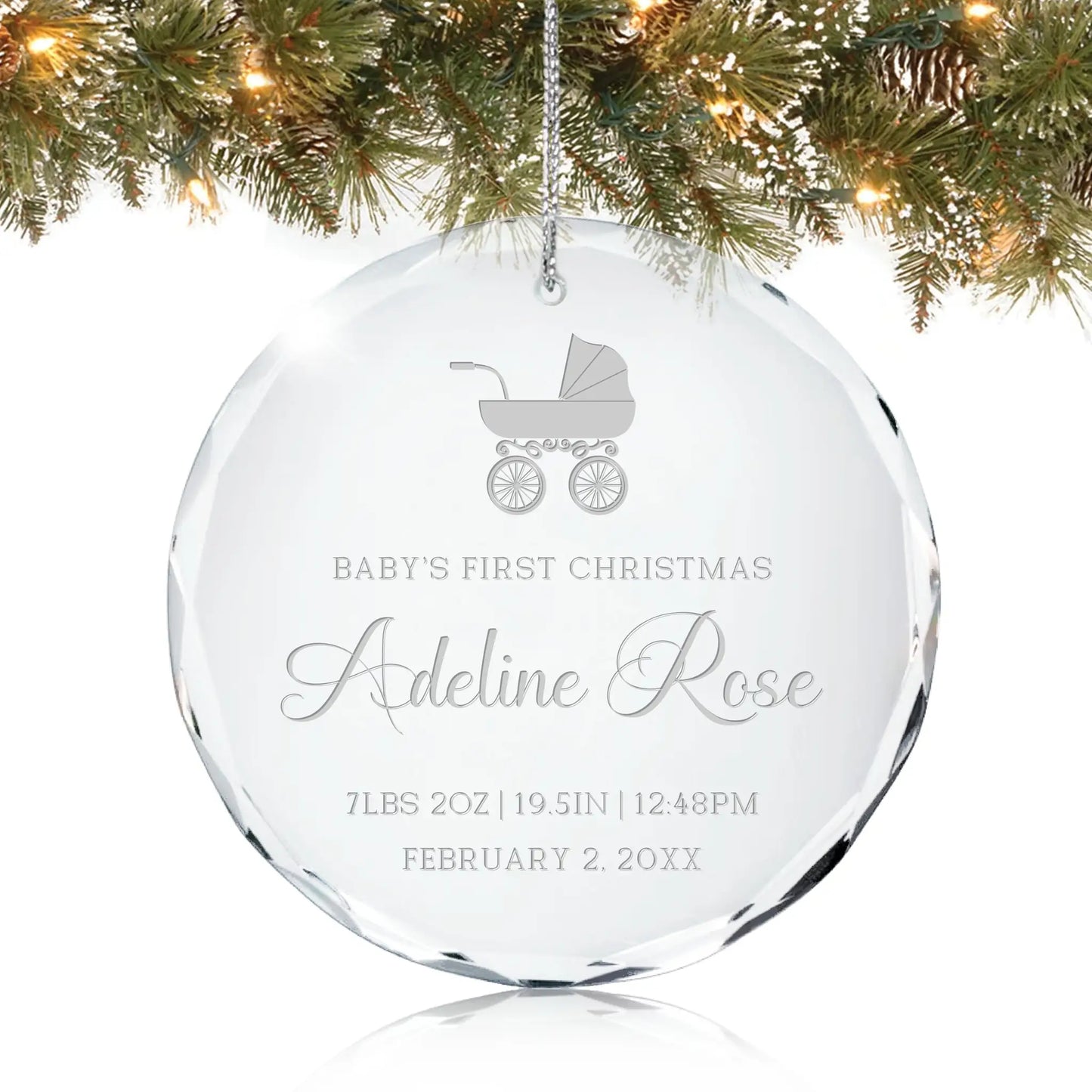 Baby's First Personalized Christmas Ornament - Baby Carriage