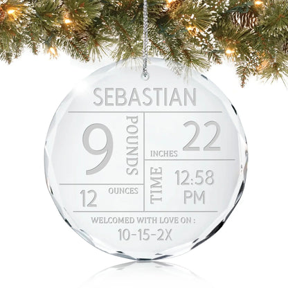 Baby's First Personalized Christmas Ornament - Birth Stats