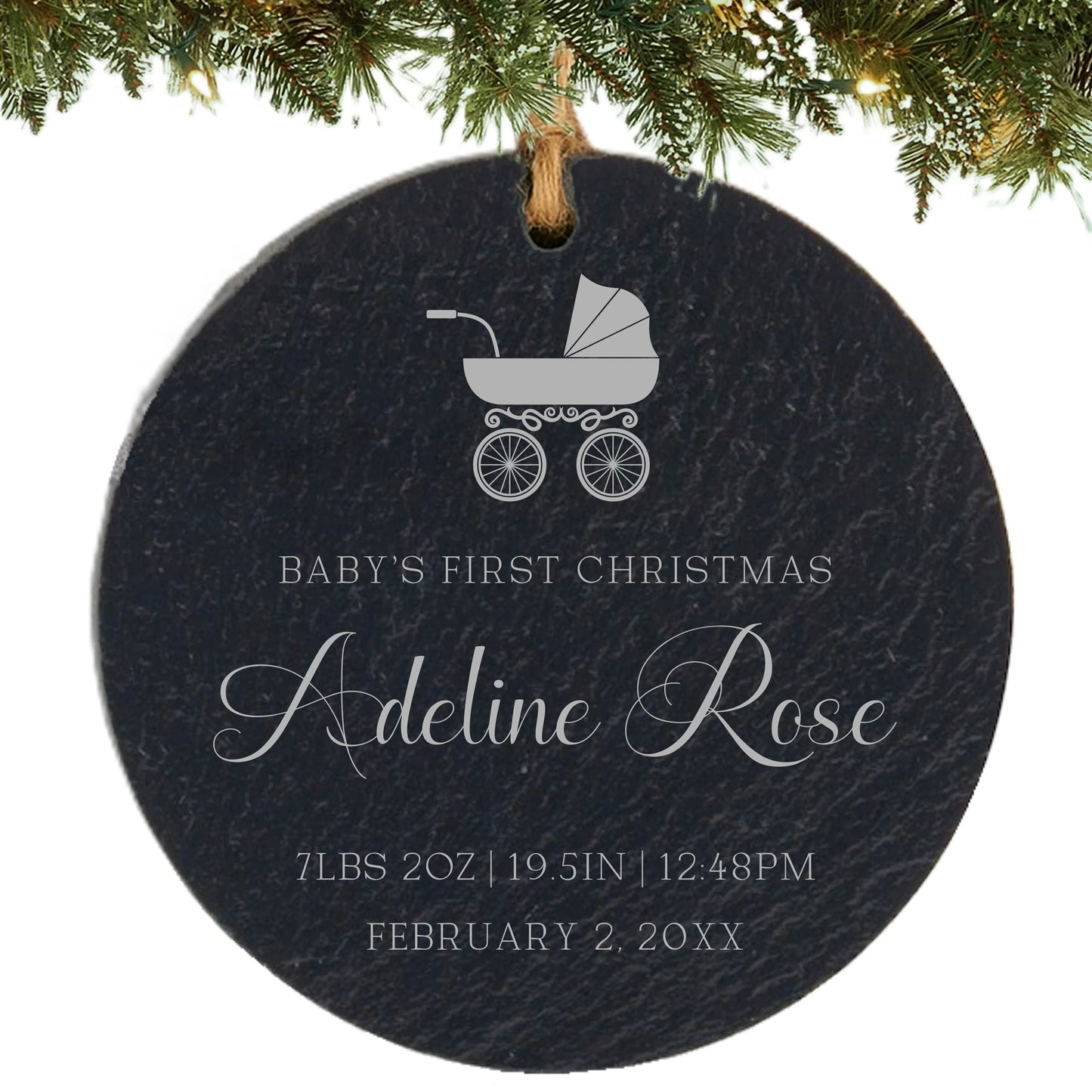 Baby's First Christmas Personalized Ornament - Baby Carriage