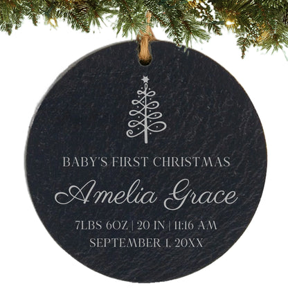 Baby's First Personalized Christmas Ornament - Tree & Birth Stats