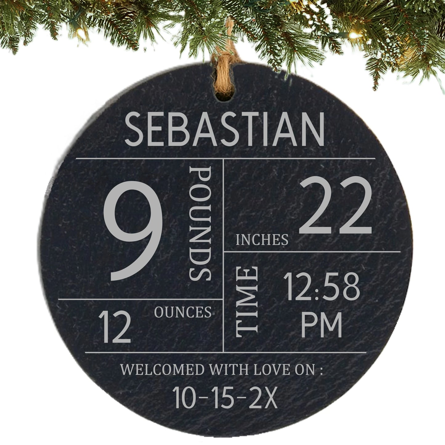 Baby's First Personalized Christmas Ornament - Birth Stats