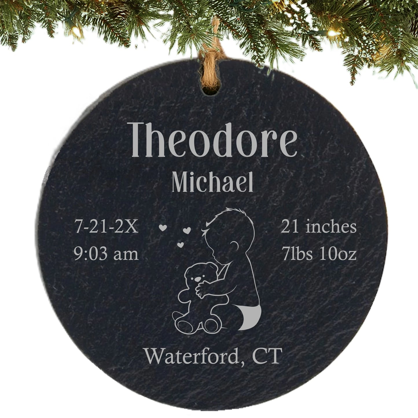 Baby's First Personalized Christmas Ornament - Baby & Stats