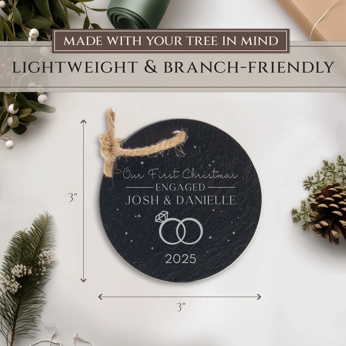 Our First Christmas Engagement Personalized Ornament