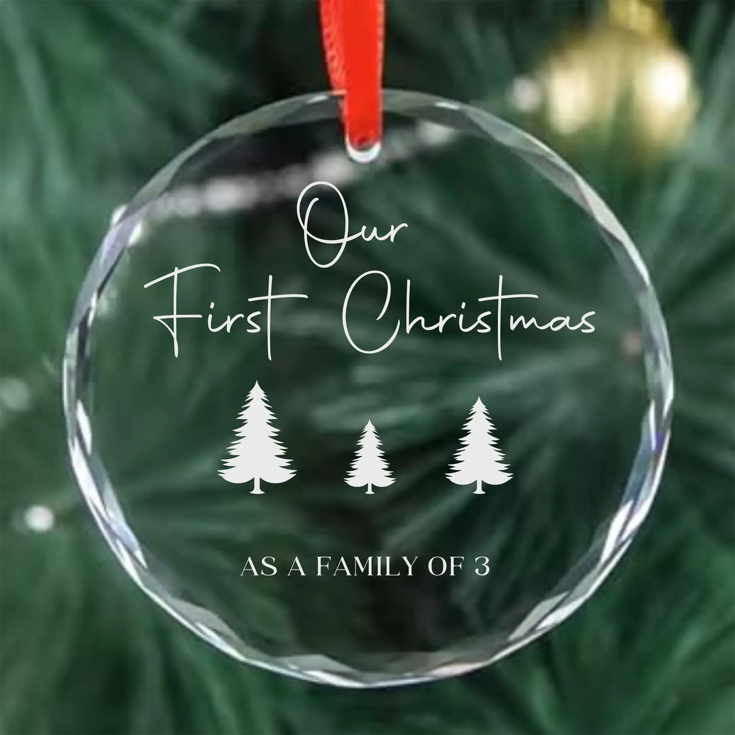 Our First Christmas as a Family of 3 Personalized Ornament