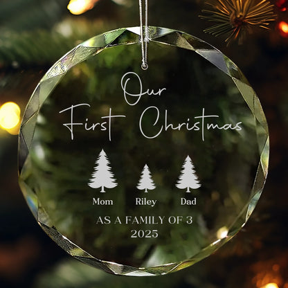 Our First Christmas as a Family of 3 Personalized Ornament