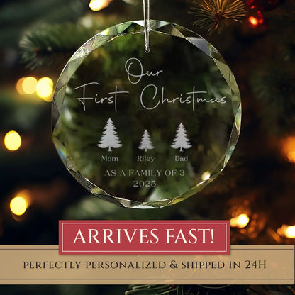 Our First Christmas as a Family of 3 Personalized Ornament