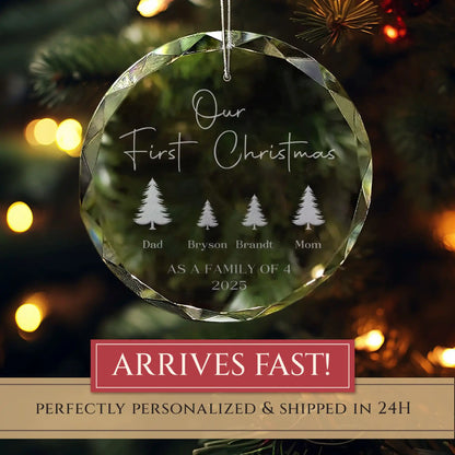 Our 1st Christmas Family of 4 Personalized Ornament