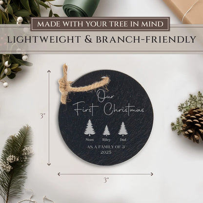Our First Christmas as a Family of 3 Personalized Ornament