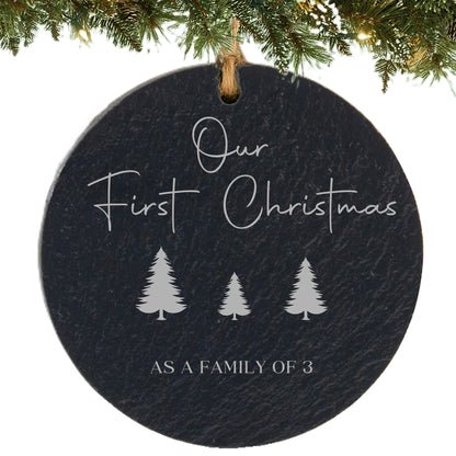 Our First Christmas as a Family of 3 Personalized Ornament