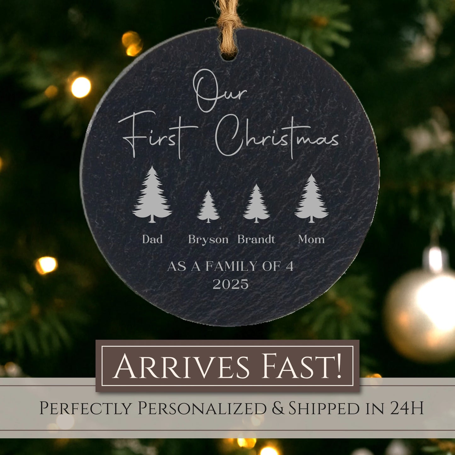 Our 1st Christmas Family of 4 Personalized Ornament