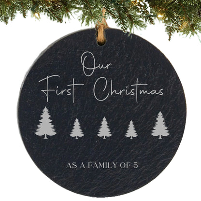 Our First Christmas Family of 5 Personalized Ornament