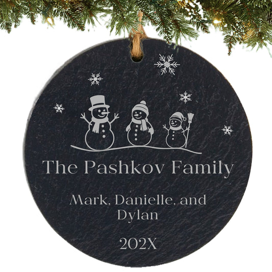 Snowman Family of 3 Personalized Ornament
