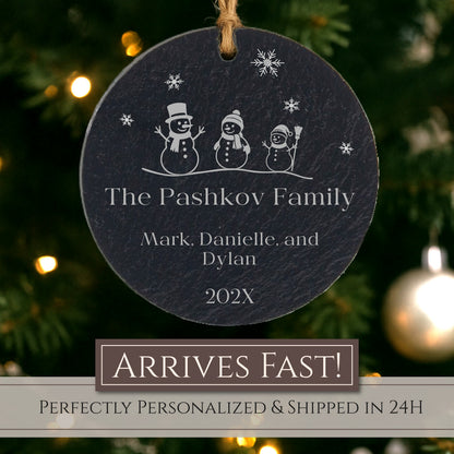 Snowman Family of 3 Personalized Ornament