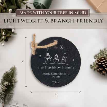 Snowman Family of 3 Personalized Ornament