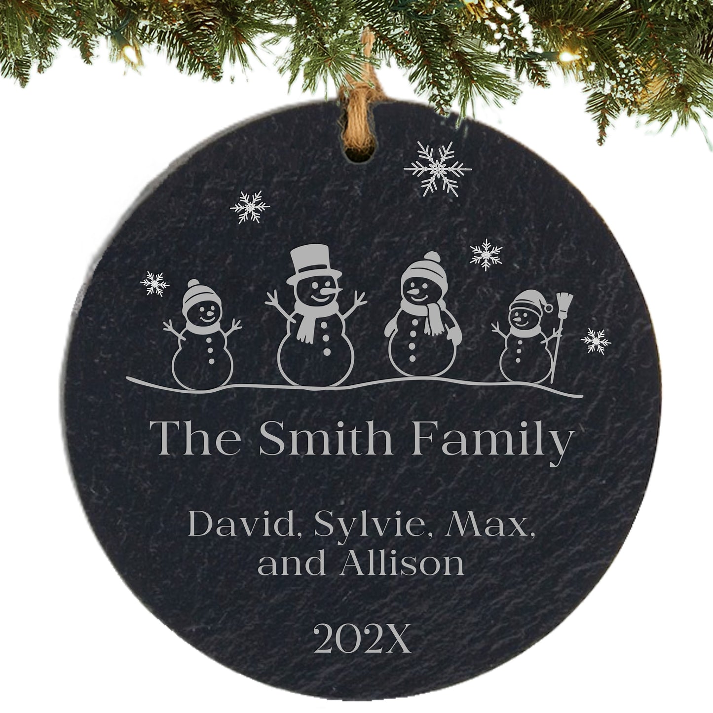 Snowman Family of 4 Personalized Ornament