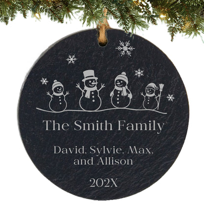 Snowman Family of 4 Personalized Ornament