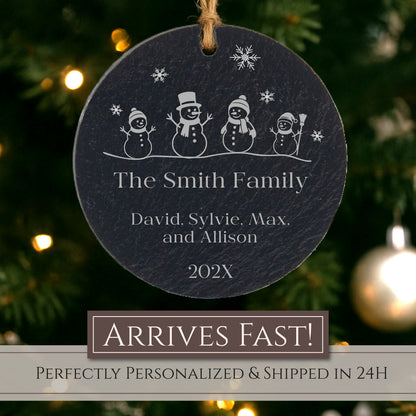 Snowman Family of 4 Personalized Ornament