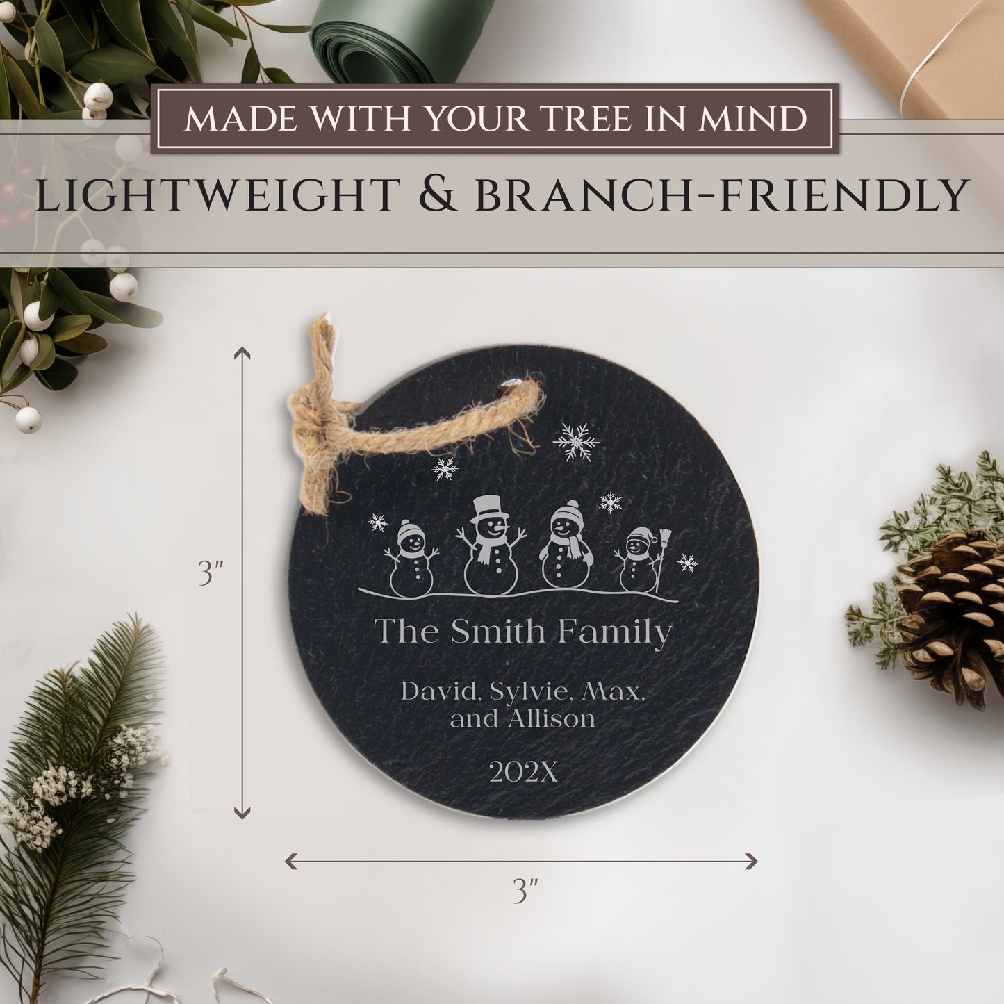 Snowman Family of 4 Personalized Ornament