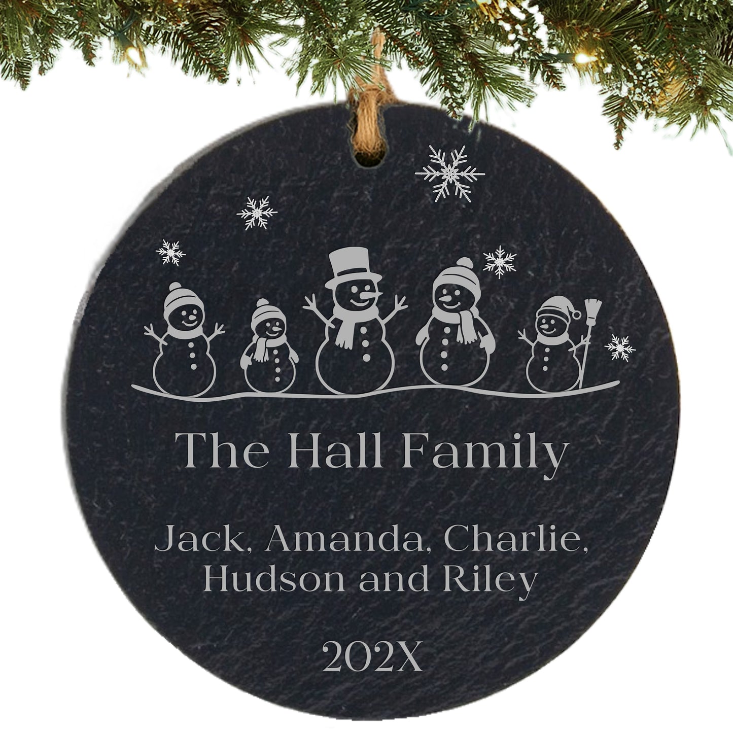 Snowman Family of 5 Personalized Ornament