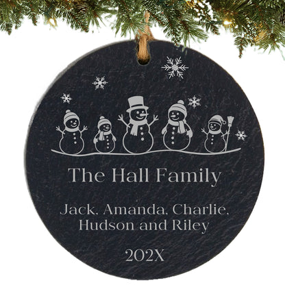 Snowman Family of 5 Personalized Ornament