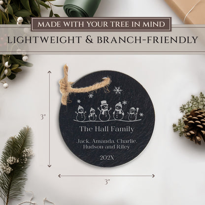 Snowman Family of 5 Personalized Ornament