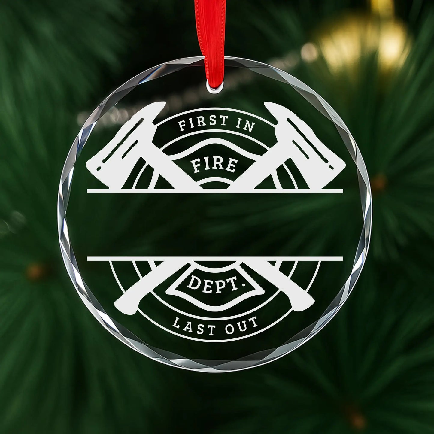 Firefighter Personalized Glass Ornament