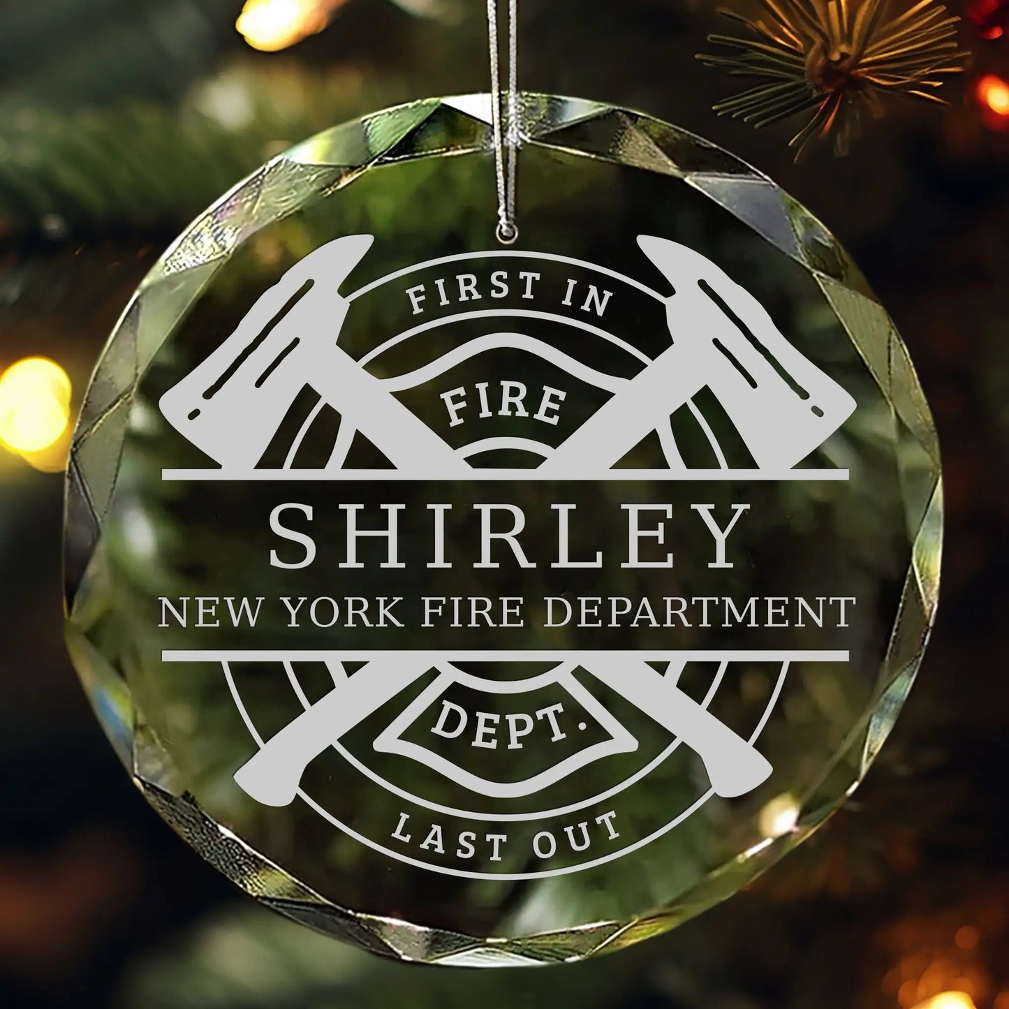 Firefighter Personalized Glass Ornament