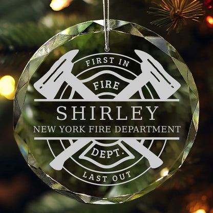 Firefighter Personalized Glass Ornament