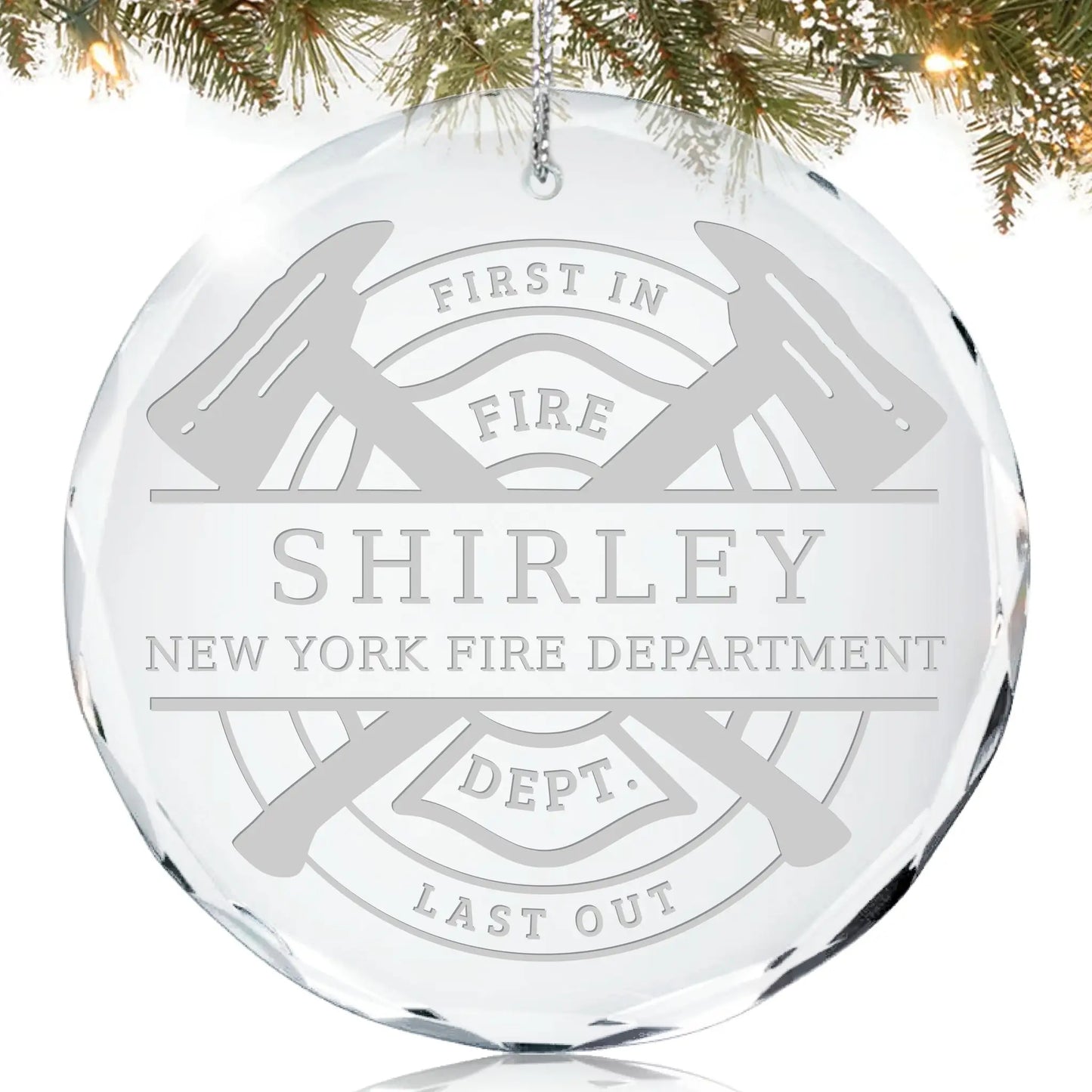 Firefighter Personalized Glass Ornament