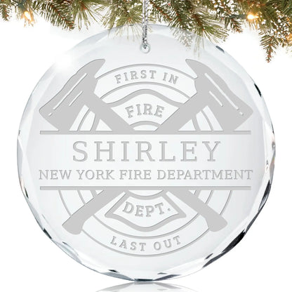 Firefighter Personalized Glass Ornament