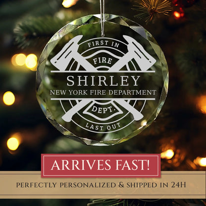 Firefighter Personalized Glass Ornament