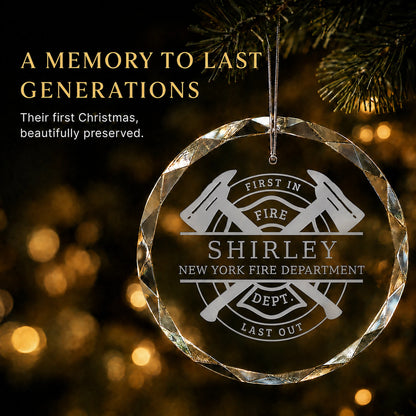 Firefighter Personalized Glass Christmas Ornament
