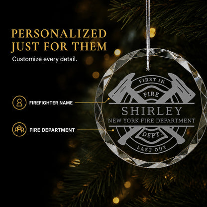 Firefighter Personalized Glass Christmas Ornament