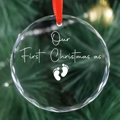 Our First Christmas as Grandparents Personalized Glass Ornament – 2025