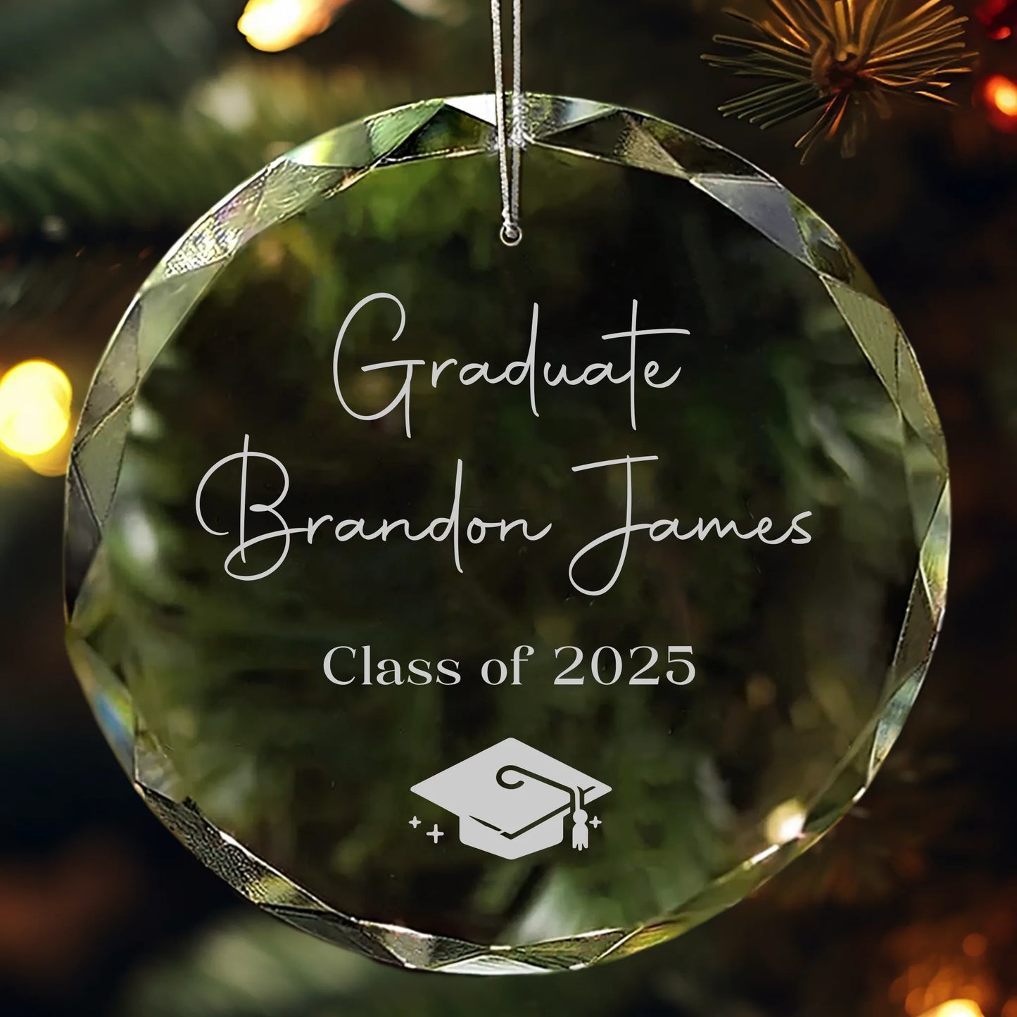 Graduate Personalized Glass Ornament – Class of 2025