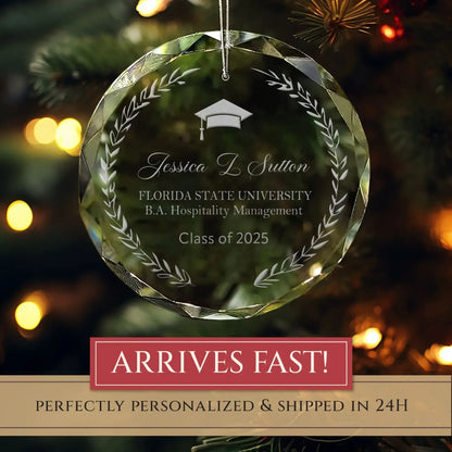 Laurel Wreath Graduation Personalized Ornament – Class of 2025