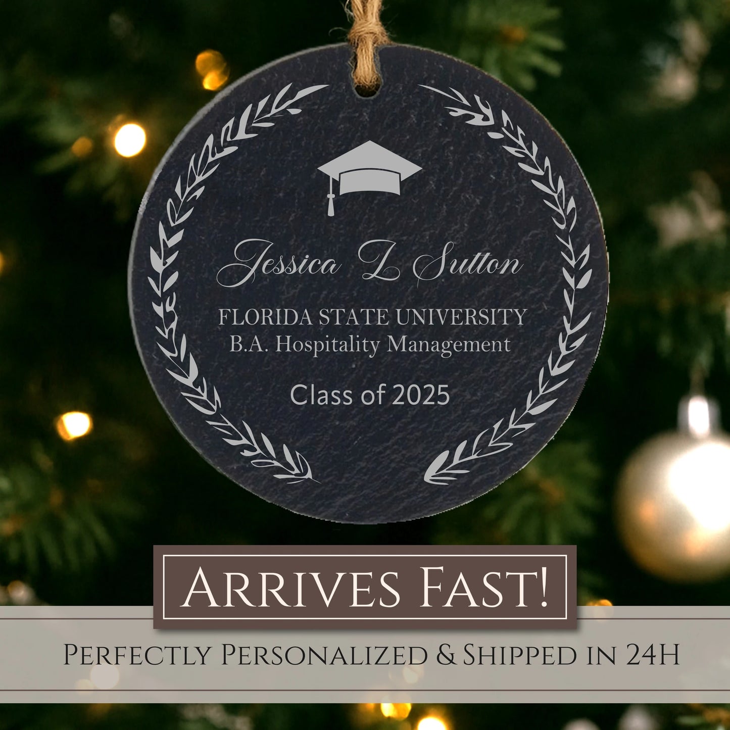 Laurel Wreath Personalized Graduation Ornament