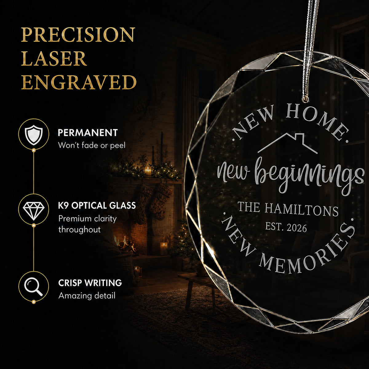 New Home Personalized Christmas Ornament (New Beginnings)