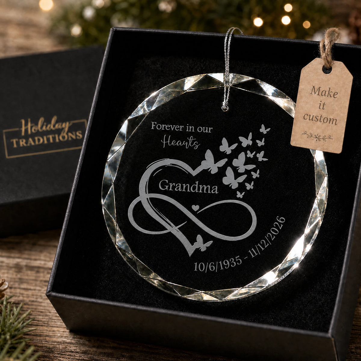 Personalized Memorial Christmas Ornament (Forever in Our Hearts)