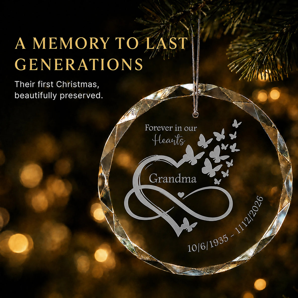 Personalized Memorial Christmas Ornament (Forever in Our Hearts)