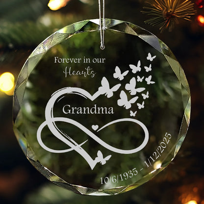 Personalized Memorial Glass Ornament – Forever in Our Hearts