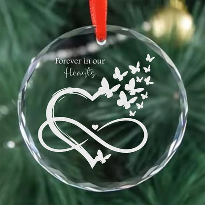 Personalized Memorial Glass Ornament – Forever in Our Hearts