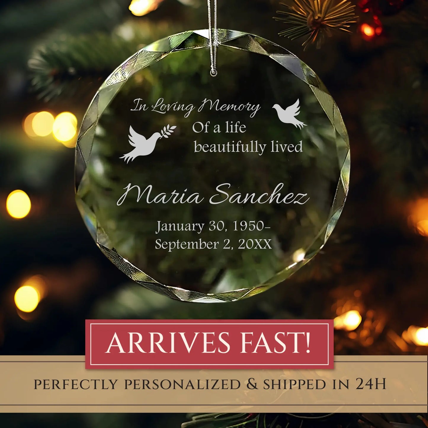 Memorial Personalized Glass Ornament – In Loving Memory